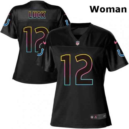 Womens Nike Indianapolis Colts 12 Andrew Luck Game Black Fashion NFL Jersey